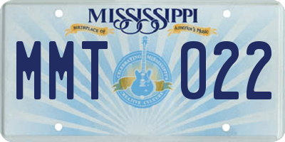 MS license plate MMT022