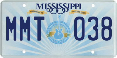 MS license plate MMT038