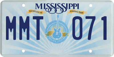 MS license plate MMT071