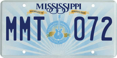 MS license plate MMT072