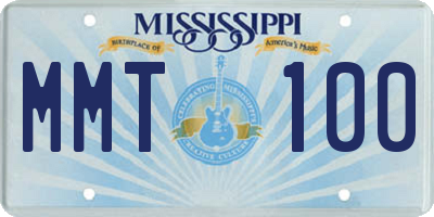 MS license plate MMT100