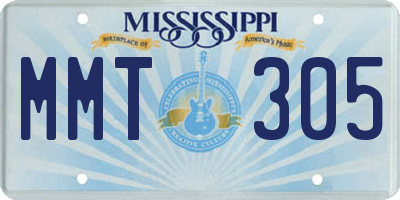 MS license plate MMT305