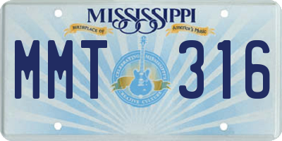 MS license plate MMT316