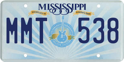 MS license plate MMT538