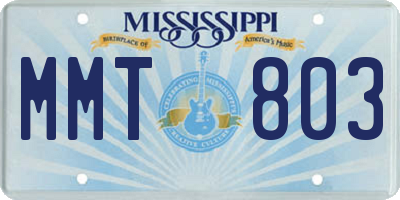 MS license plate MMT803