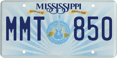 MS license plate MMT850