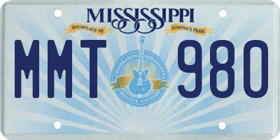 MS license plate MMT980