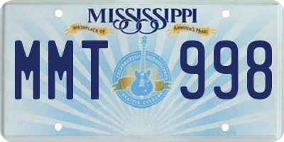 MS license plate MMT998