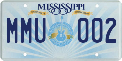 MS license plate MMU002