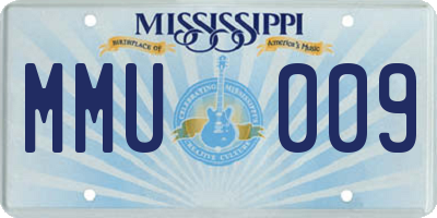 MS license plate MMU009