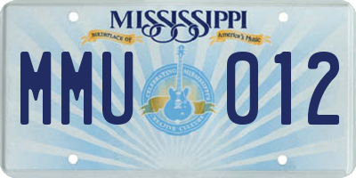 MS license plate MMU012