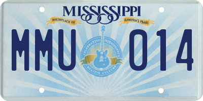 MS license plate MMU014