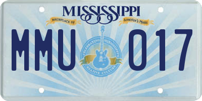 MS license plate MMU017