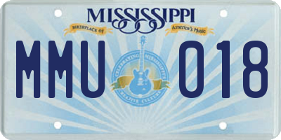 MS license plate MMU018