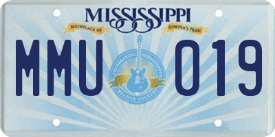 MS license plate MMU019