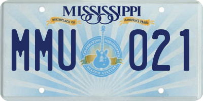 MS license plate MMU021