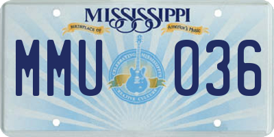 MS license plate MMU036
