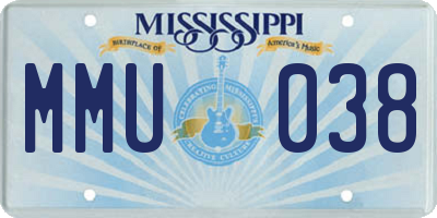 MS license plate MMU038