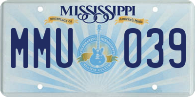 MS license plate MMU039