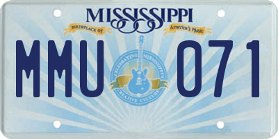 MS license plate MMU071