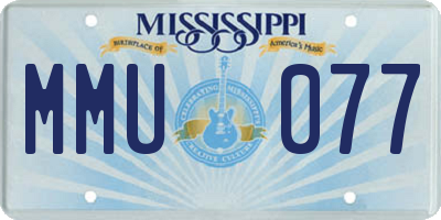 MS license plate MMU077