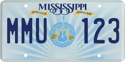 MS license plate MMU123