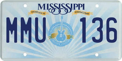 MS license plate MMU136
