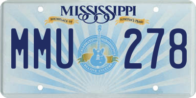 MS license plate MMU278