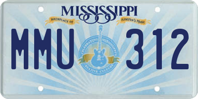 MS license plate MMU312