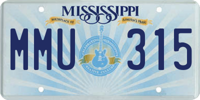 MS license plate MMU315