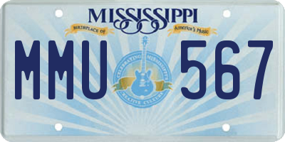 MS license plate MMU567