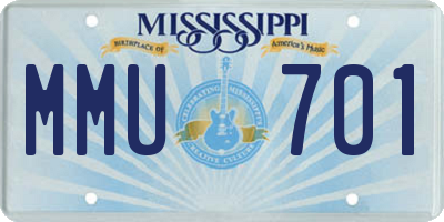 MS license plate MMU701