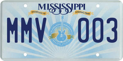 MS license plate MMV003