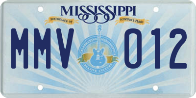 MS license plate MMV012