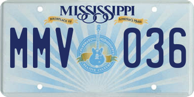 MS license plate MMV036