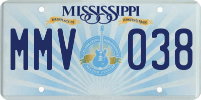 MS license plate MMV038