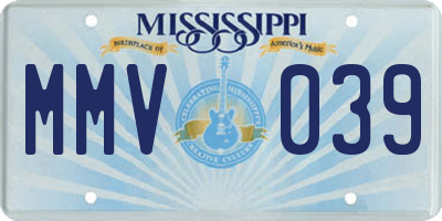 MS license plate MMV039
