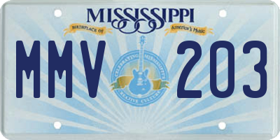 MS license plate MMV203