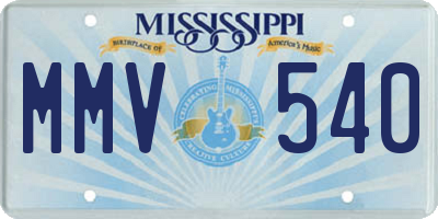 MS license plate MMV540