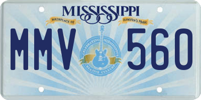 MS license plate MMV560