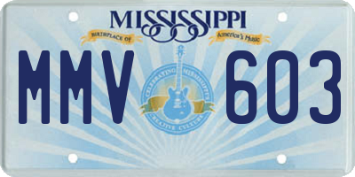MS license plate MMV603
