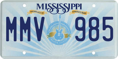 MS license plate MMV985