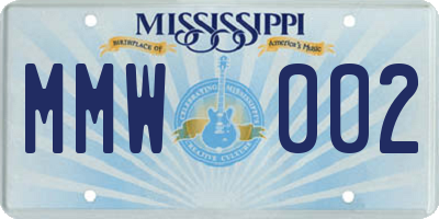 MS license plate MMW002