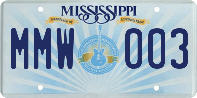 MS license plate MMW003