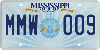 MS license plate MMW009