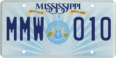 MS license plate MMW010
