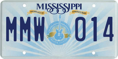 MS license plate MMW014