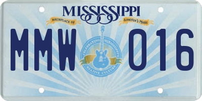 MS license plate MMW016