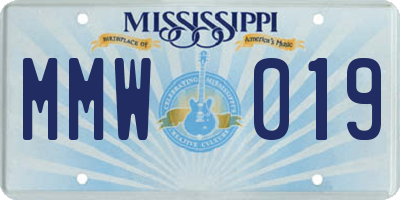 MS license plate MMW019