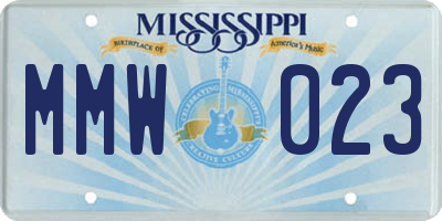 MS license plate MMW023
